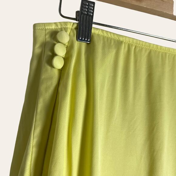 Hugo Boss Yellow Asymmetric Sharkbite Side Button Midi Skirt Size 4 - Picture 4 of 12